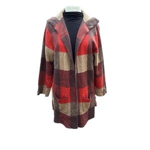 Seven Forty Two Plaid Knit Sweater Cardigan Size XL